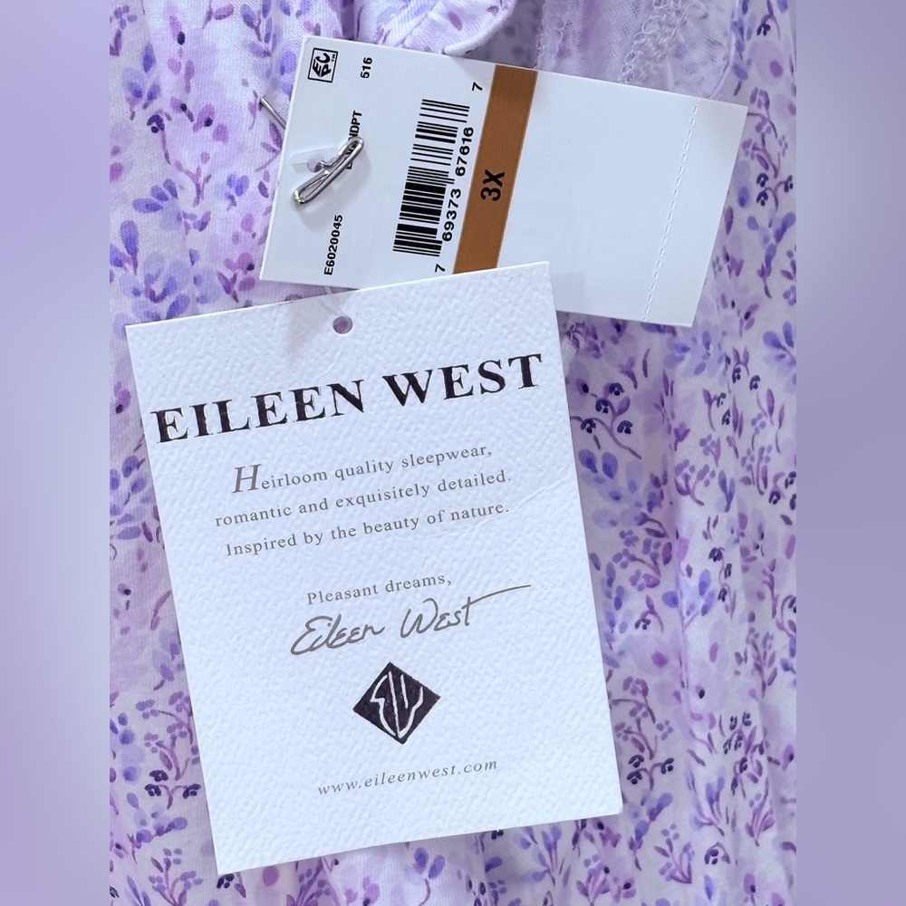 Eileen West Lavender Floral Waltz Cap Sleeve Vintage Inspired Nightgown 3XL NWT - Picture 3 of 9